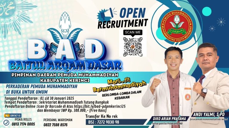 PDPM Kerinci Buka Pendaftaran BAD Pemuda Muhammadiyah