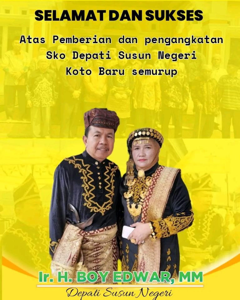 Pimpinan DPRD Kerinci Boy Edwar Terima Gelar Sko Kehormatan “Depati Susun Negeri” dari Kerapatan Adat Koto Baru Semurup