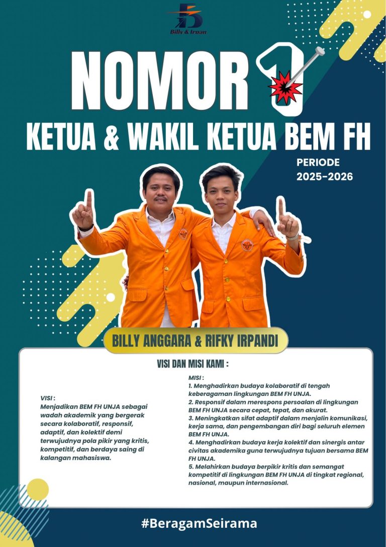 Calon Ketua dan Wakil Ketua BEM FH UNJA Bily-Irpan Beragam Seirama siap Untuk Berjalan Bersama!